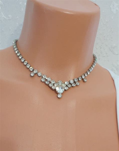 crystal choker necklaces|vintage crystal choker necklace.